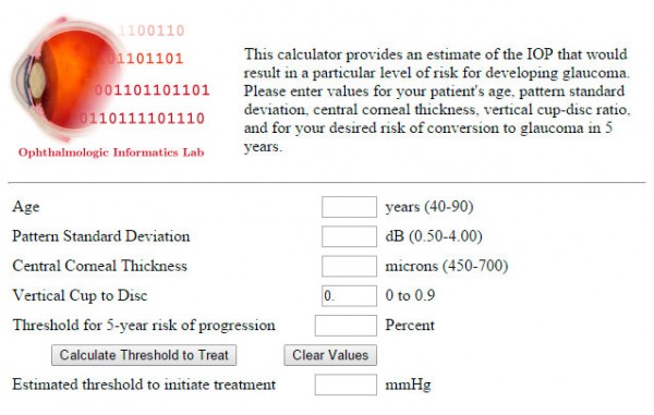 Esta calculadora nos indica a partir de qué tensión intraocular debemos comenzar el tratamiento